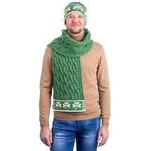 Alternate image for Irish Scarf | Aran Cable Knit Merino Wool Shamrock Mens Scarf