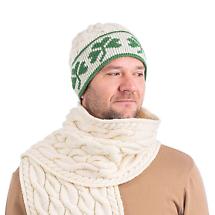Alternate image for Irish Hat | Aran Cable Knit Merino Wool Shamrock Mens Hat