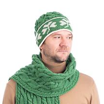 Alternate image for Irish Hat | Aran Cable Knit Merino Wool Shamrock Mens Hat