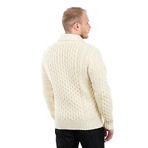 Alternate image for SALE | Irish Cardigan | Double Breasted Shawl Collar Aran Cable Knit Mens Cardigan