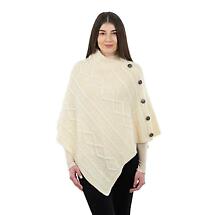 Alternate image for Irish Shawl | Aran Cable Knit Cowl Neck Celtic Button Poncho