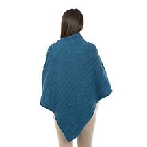Alternate image for Irish Shawl | Aran Cable Knit Cowl Neck Celtic Button Poncho