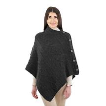 Alternate image for Irish Shawl | Aran Cable Knit Cowl Neck Celtic Button Poncho