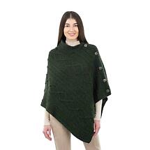 Alternate image for Irish Shawl | Aran Cable Knit Cowl Neck Celtic Button Poncho