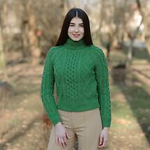 Alternate image for Irish Sweater | Cable Knit Turtle Neck Aran Sweater