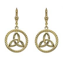Alternate image for Irish Earrings | Gold Plated Sterling Silver Round Trinity Knot Earrings