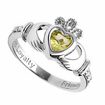 Alternate image for Irish Ring | 14k White Gold Diamond Love Loyalty Friendship Birthstone Claddagh Ring