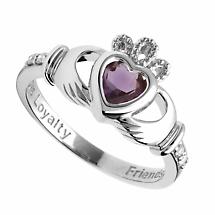 Alternate image for Irish Ring | 14k White Gold Diamond Love Loyalty Friendship Birthstone Claddagh Ring