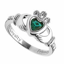 Alternate image for Irish Ring | 14k White Gold Diamond Love Loyalty Friendship Birthstone Claddagh Ring