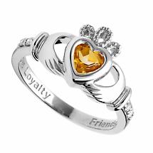 Alternate image for Irish Ring | 14k White Gold Diamond Love Loyalty Friendship Birthstone Claddagh Ring