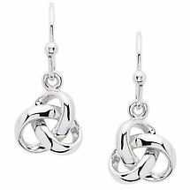 Alternate image for Irish Earrings | Sterling Silver Celtic Trinity Knot Drop Earrings