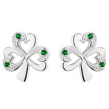 Alternate image for Sterling Silver Shamrock Green Stone Earrings