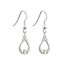 Alternate image for Celtic Earrings - Sterling Silver Claddagh Trinity Knot Earrings