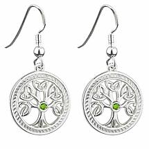 Alternate image for Irish Earrings | Sterling Silver Crystal Celtic Tree of Life Earrings