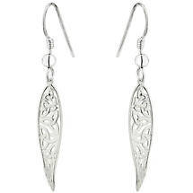Alternate image for Celtic Earrings - Sterling Silver Long Irish Trinity Knot Drop Earrings