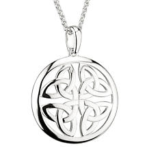 Alternate image for Irish Necklace | Sterling Silver Trinity Knot Circle Celtic Pendant