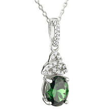 Alternate image for Irish Necklace | Sterling Silver Trinity Knot Green Crystal Celtic Pendant