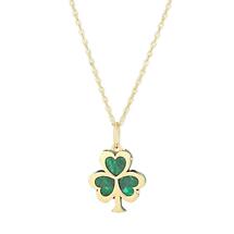 Alternate image for Irish Necklace | 10k Gold Malachite Shamrock Pendant