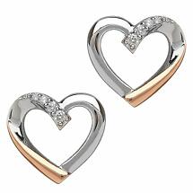 Alternate image for Irish Earrings | Real Irish Gold & Sterling Silver Crystal Heart Earrings by House of Lor