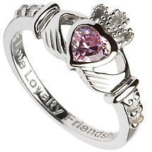 Alternate image for Claddagh Ring - Sterling Silver Birthstone Claddagh