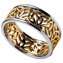 Alternate image for Trinity Knot Ring - Men's Yellow Gold with White Gold Trim Trinity Filigree Irish Wedding Ring
